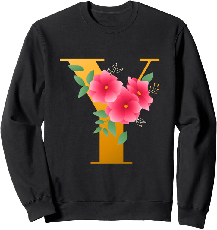 Floral Y Alphabet Cute Initial Monogram Letter Y Graphic Sweatshirt