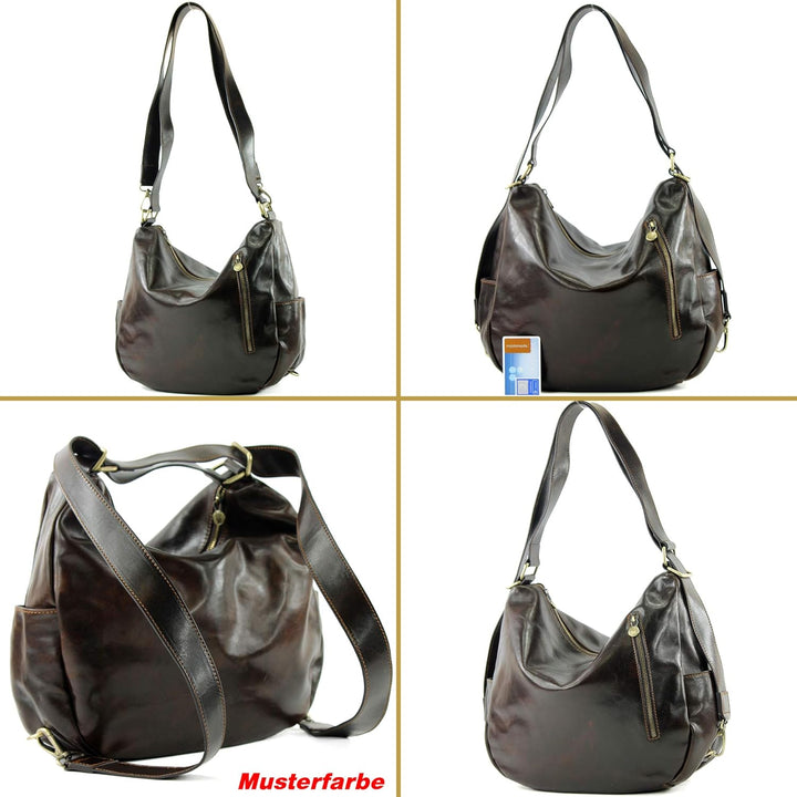 modamoda de - T176 - Rucksack Tasche aus hochwertigem Leder T176 Cognac, T176 Cognac