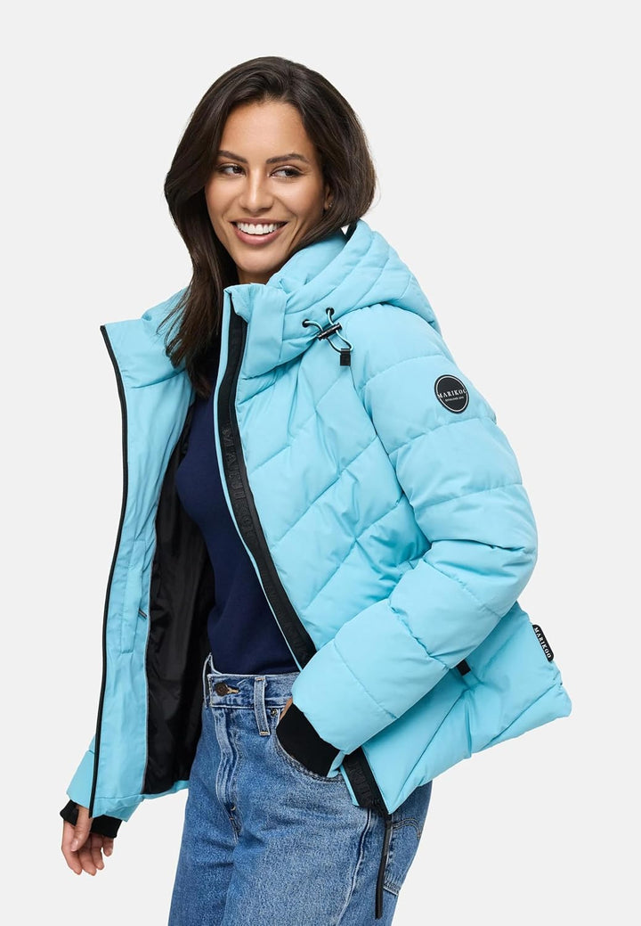 MARIKOO Damen Winterjacke warme Steppjacke mit abnehmbarer Kapuze Samuiaa XVI XS-3XL XS Sky Blue, XS