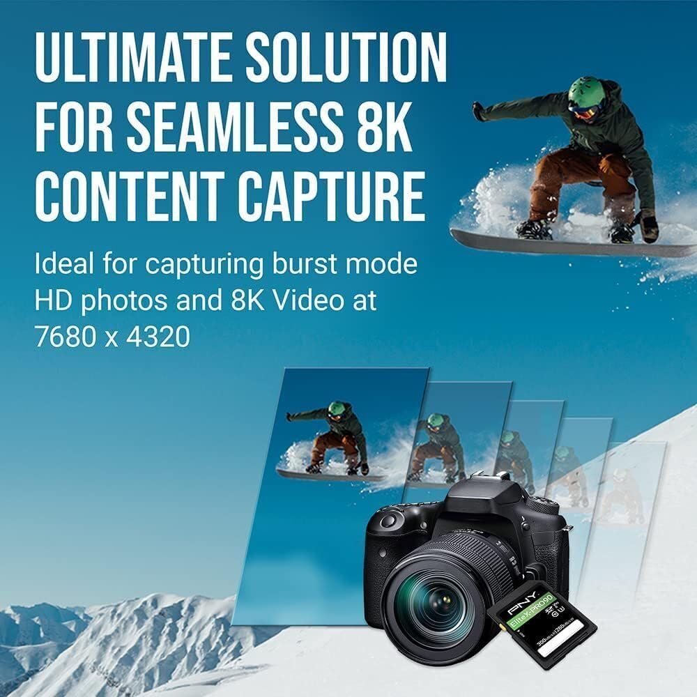 PNY 128GB X-PRO 90 Class 10 U3 V90 UHS-II SD Flash Memory Card 128GB UHS-II EliteX-PRO 90, 128GB UHS