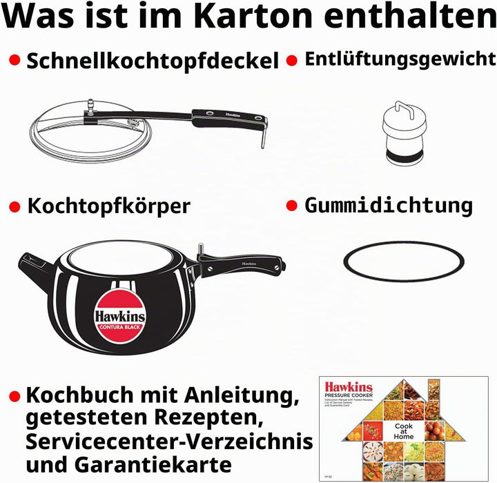 Hawkins CB50 Schnellkochtopf, harteloxiert, 5 l, Schwarz 5 Liter, 5 Liter