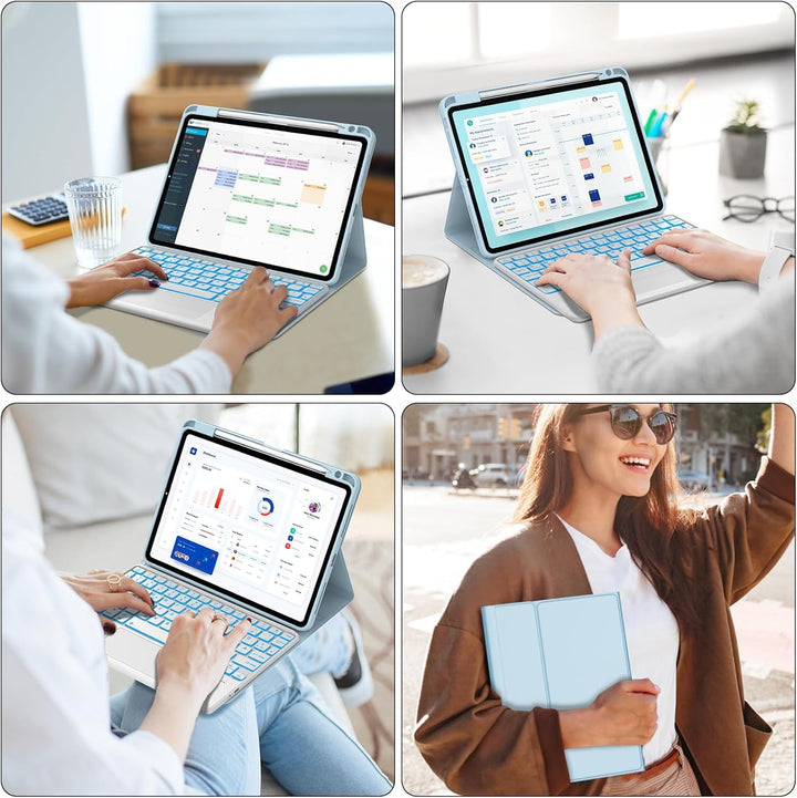 Tastatur für iPad Air 11” M4 2026/M3 2025/M2 2024 con Touchpad, Schutzhülle mit Stifthalter, Hülle B
