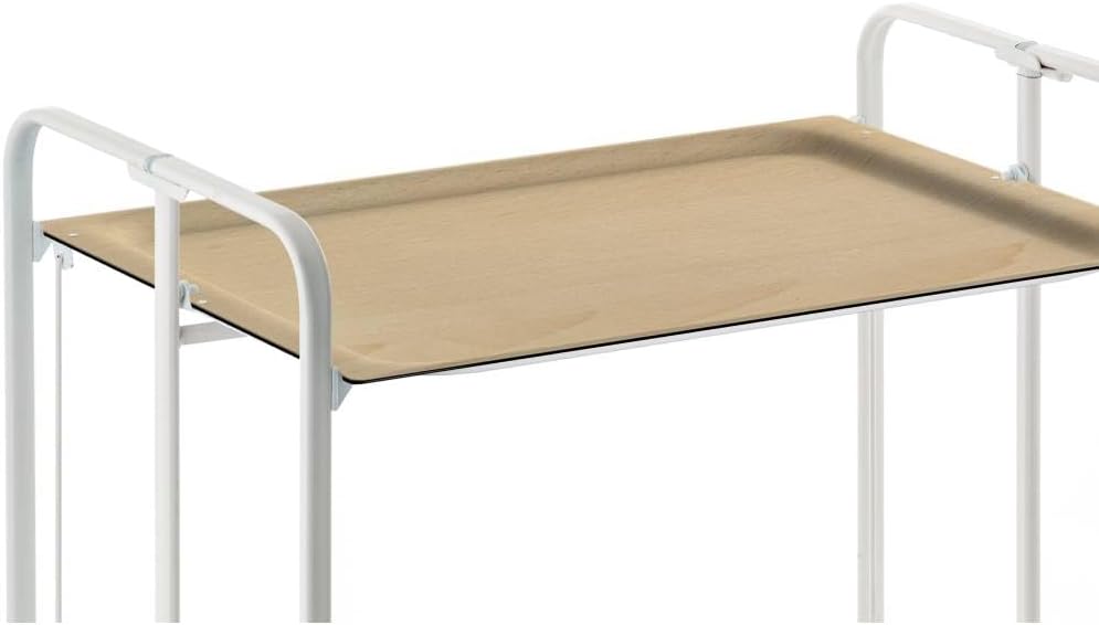 DON HIERRO - Servierwagen weiss, klappbar, 2 Böden. Rollwagen Bauhaus-Buche