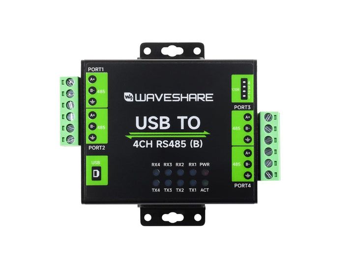Waveshare Industrial Isolated USB to 4-Ch RS485 Converter (B), CH344L Chip, Multi Protection Circuit
