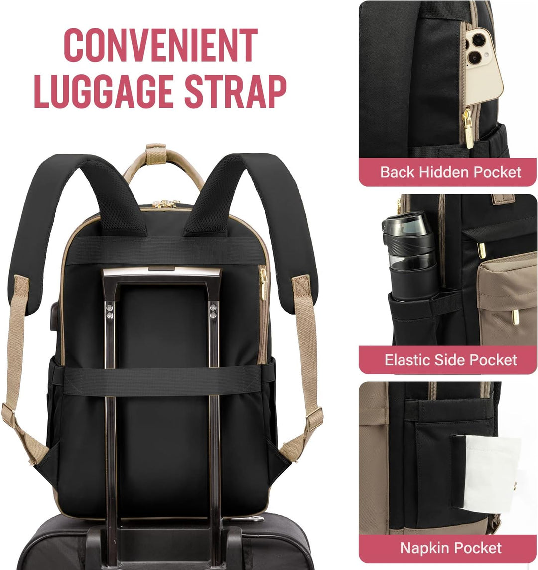 LOVEVOOK Rucksack Damen, 15,6 Zoll Laptop Rucksack Schulrucksack Mädchen Teenager mit Laptopfach, Wa