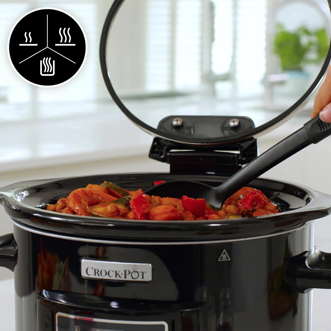 Crock-Pot Digital-Schongarer Slow Cooker mit Scharnierdeckel | einstellbare Garzeit | 4,7 Liter (4-5