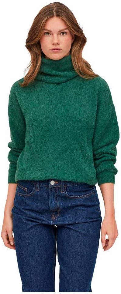 Vila Damen Vilajuli Rollneck L/S Knit-Noos Pullover, Pineneedle