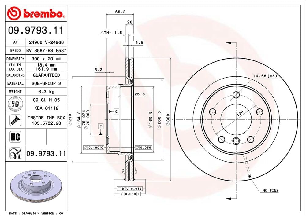 Brembo 09.9793.11 COATED DISC LINE Bremsscheibe - Paar