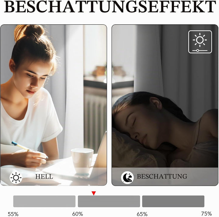 PONY DANCE Gardinen Wohnzimmer Ösenvorhang - 1 Stück H 210 x B 200 cm Raumteiler Vorhang Weiss Blick