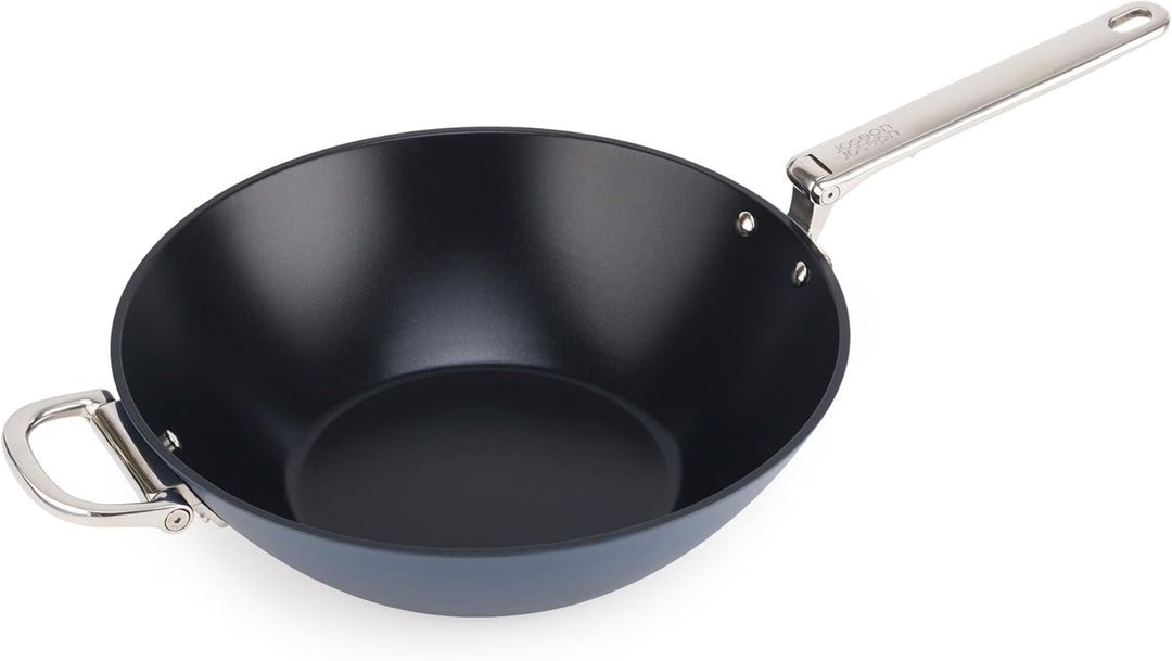 Joseph Joseph Space 32 cm Antihaft-Wok mit klappbarem Griff und Deckel Wok mit Deckel 32cm, Wok mit