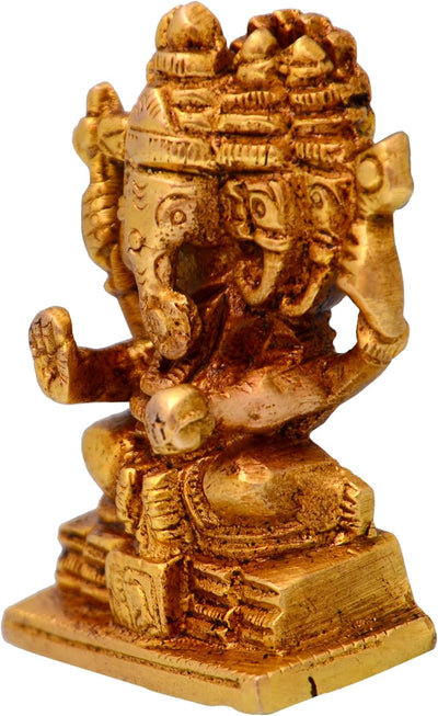 Purpledip Ganesha Ganapathi Vinayak in Panchmukhi Avatar Sculpted in Solid Brass Metal (10696)