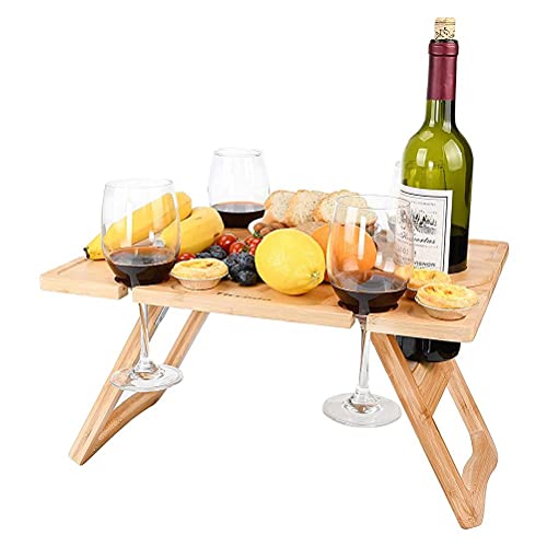Klappbarer Tragbarer Outdoor Picknicktisch Aus Massivholz Wein und Käse Serviertisch Mit Stabiler Ab