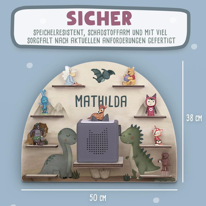 hellomini Personalisiertes Tonie Regal Jungen - Toniebox Regal mit Wunschnamen fürs Kinderzimmer - R