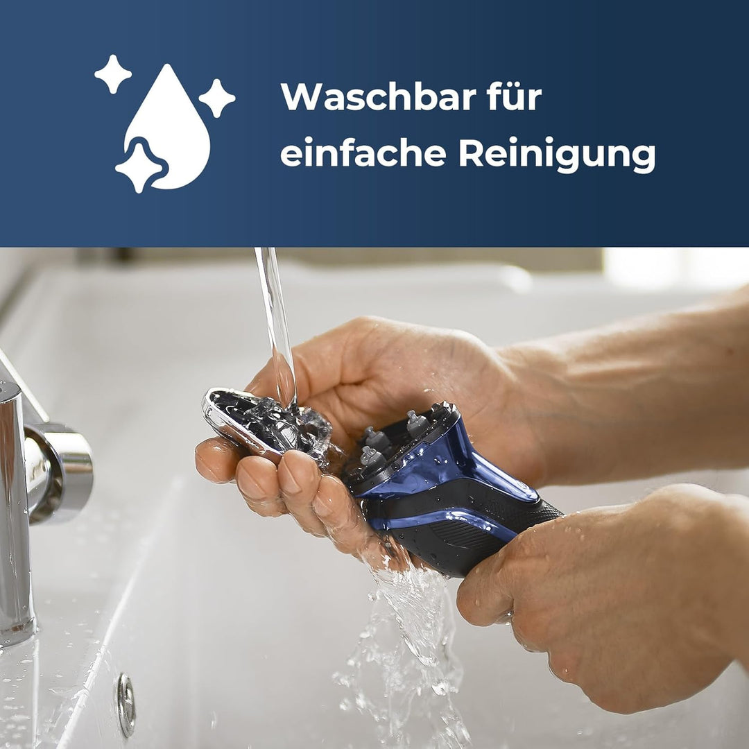 Elektrorasierer für Herren – Nass- und Trockenrasur mit Einziehbarem Bartschneider, Pop-Up Trimmer,
