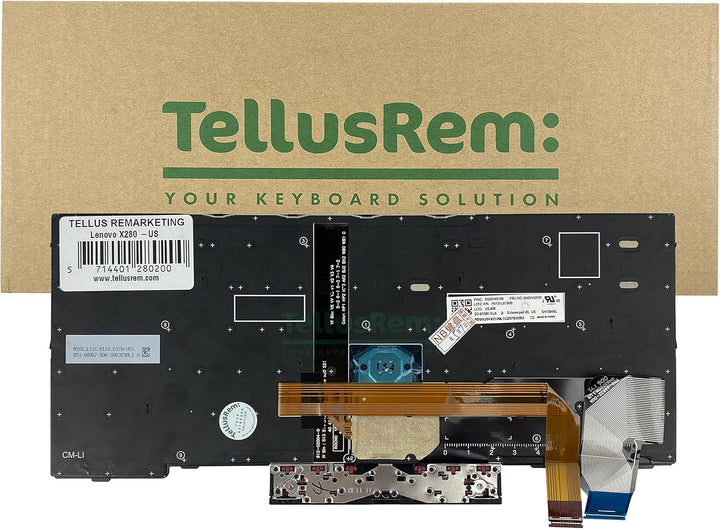 TellusRem ersatztastatur US Hintergrundbeleuchtung für Lenovo Thinkpad X280 X390 X395 Backlit US, Ba