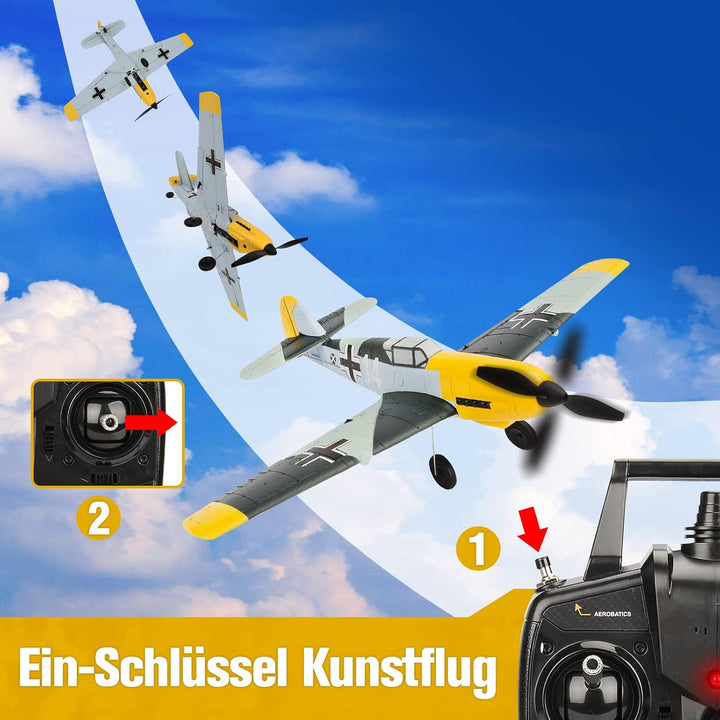 BF-109 RC Flugzeug, 2.4Ghz 4-CH Ferngesteuertes Flugzeug Warbird Aerobatics Flugzeug Spielzeug RTF m