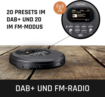 Lenco CD-500 Tragbarer CD-Player - Diskman - Bluetooth Walkman - DAB+ Radio - Anti-shock - Hörbuchfu