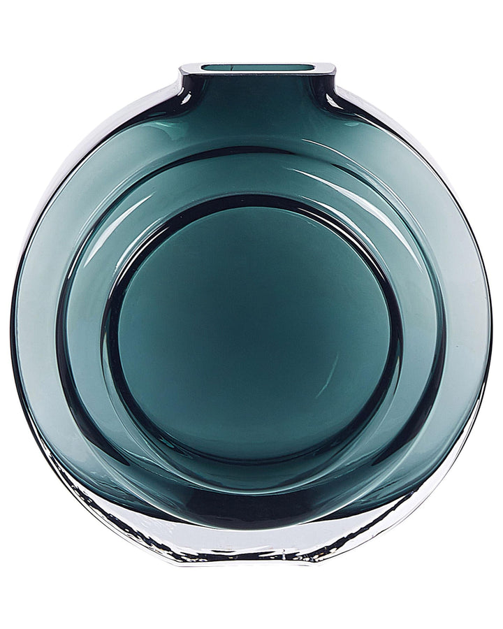 Deko Blumenvase Glas grün / transparent 27 cm rund mit schmaler Öffnung Kapeli