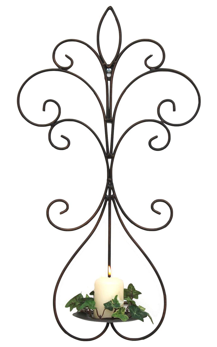 DanDiBo Wandkerzenhalter Metall Antik Schwarz 12107 Kerzenhalter Wand 58cm Schmiedeeisen Kerzenleuch