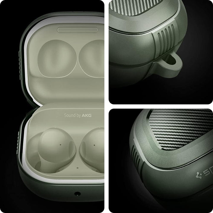 Spigen Rugged Armor Hülle Kompatibel mit Samsung Galaxy Buds 2 Pro | Pro | 2 | Live - Militärgrün, M