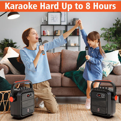 JYX Karaoke Anlage mit 2 drahtlosen Mikrofonens, Tragbares PA-System Karaoke Lautsprecher Höhen/Bass