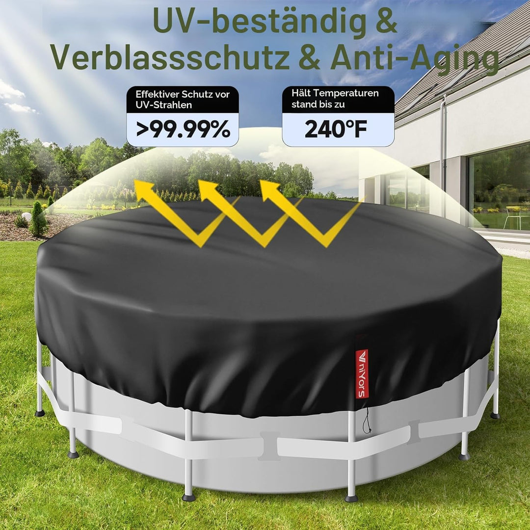 Poolabdeckung Rund 305, Verdicktes 420D Pu Pool Winterabdeckung, UV-Schutz Poolabdeckung Winter mit