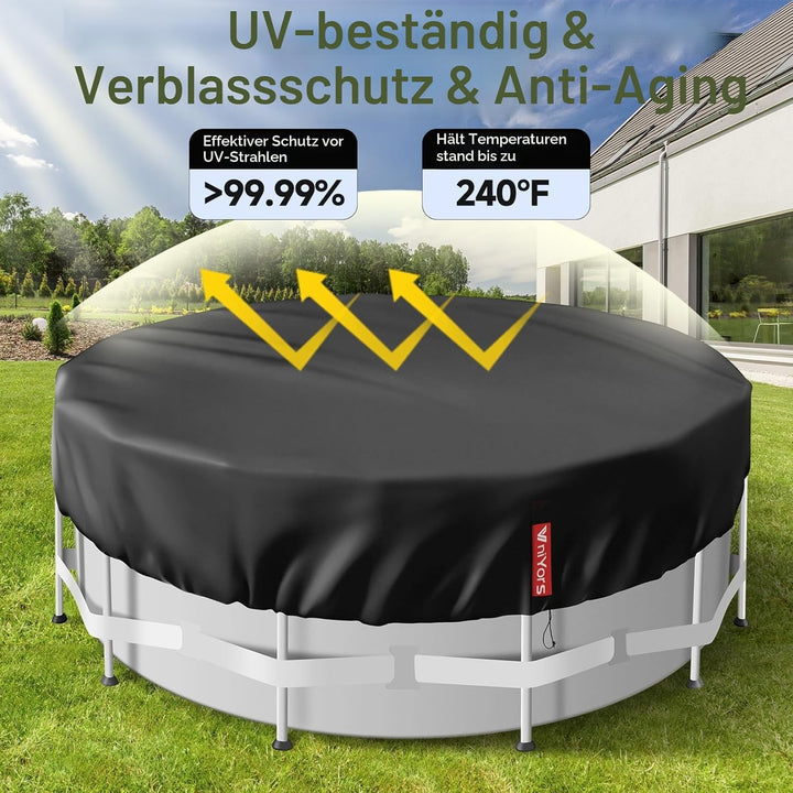 Poolabdeckung Rund 305, Verdicktes 420D Pu Pool Winterabdeckung, UV-Schutz Poolabdeckung Winter mit
