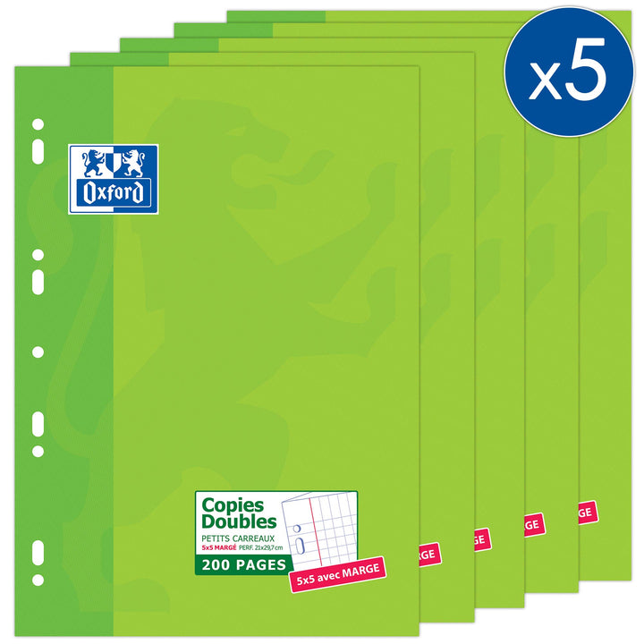 Oxford 100105678 Doppelkopierhüllen, A4, kleine Karos, 5 x 5, 5 Stück
