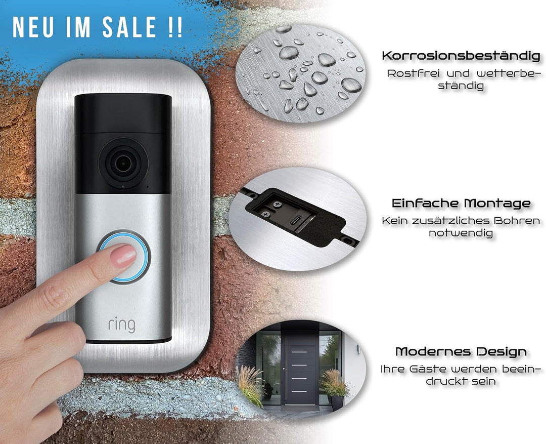 Edelstahl Blende | Zubehör für Ring Videotürklingel/Video Doorbell Wired Plus Kabel & Pro Kabel | Ha