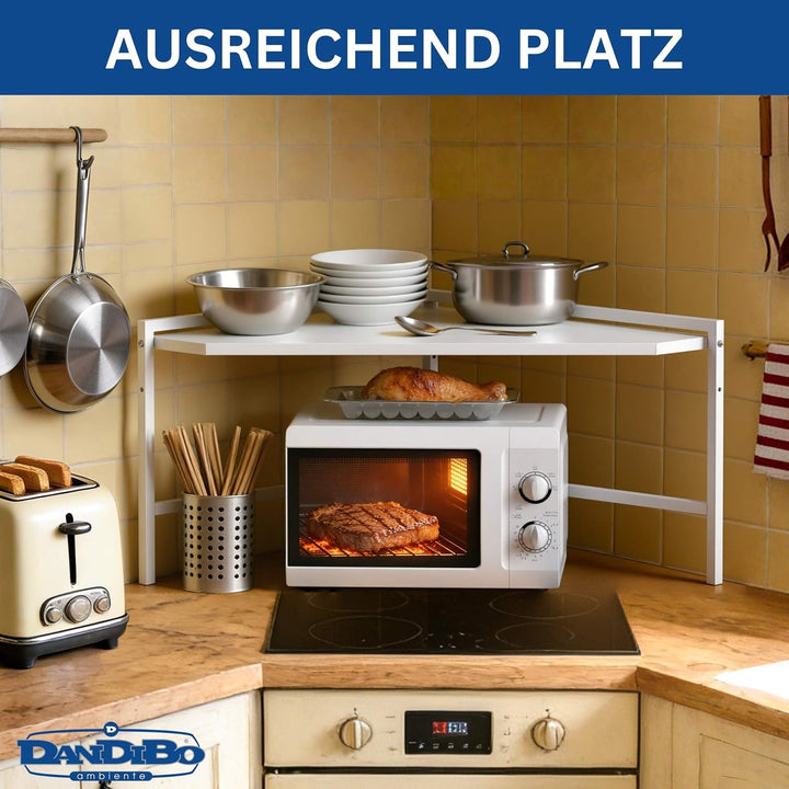 DanDiBo Eckregal Küche Arbeitsplatte Küchenregal 72x72 cm Mikrowellenregal Weiss 2 Stufig 96689 Mikr