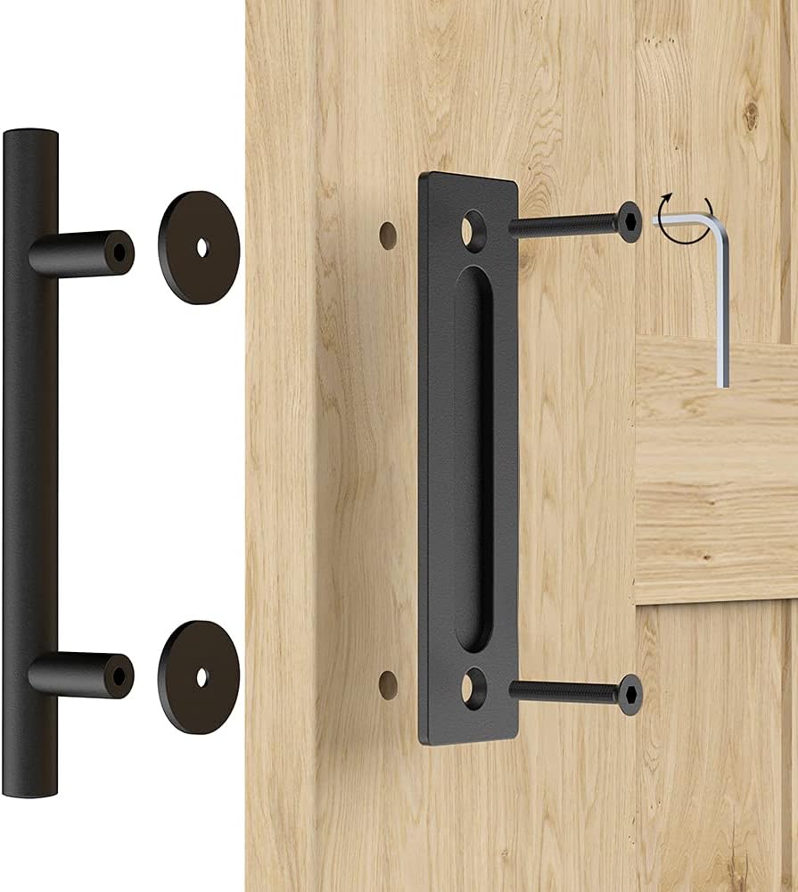 WINSOON Schiebetürgriffe 30cm schwarze Beschläge mit bündigem Fingerzug, gross, rustikal, für Tore,