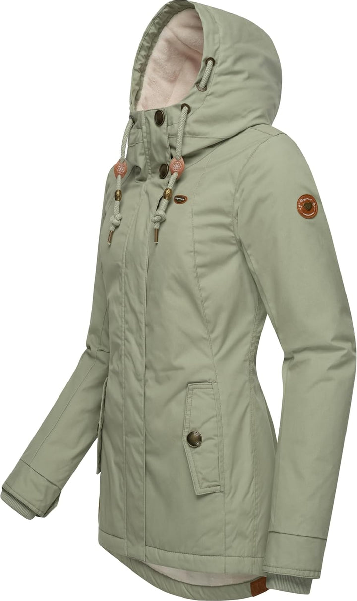 Ragwear Damen warme Winterjacke kurz mit Kapuze Monade XS-6XL L Dusty Olive24, L Dusty Olive24