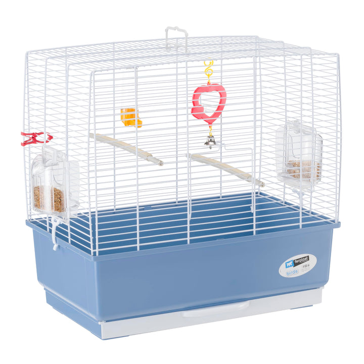 Ferplast Vogelkäfig Kanarienvogel, inkl. Vogelspielzeug, Vogel-Futternapf, Vogel-Sitzstangen, Weiss,
