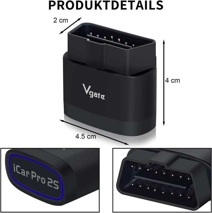 Vgate iCar Pro 2S Bluetooth OBD2 Diagnostic Tool for iOS, Android & Windows, Auto Scan Tool Supports