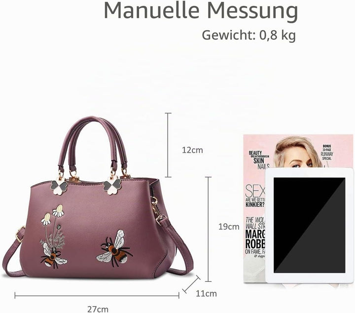NICOLE&amp;DORIS Handtaschen Damen Mode Schultertasche Geldbörse Retro Umhängetasche Frau Tote Stickerei