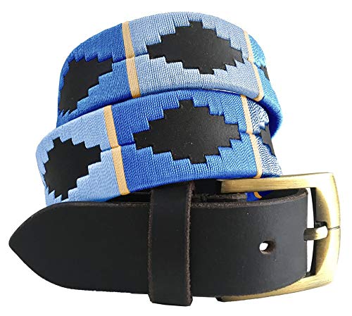 CARLOS DIAZ Herren Damen Premium Unisex Braunes Leder Bestickt Designer Polo Gürtel 80 Braun, 80 Bra