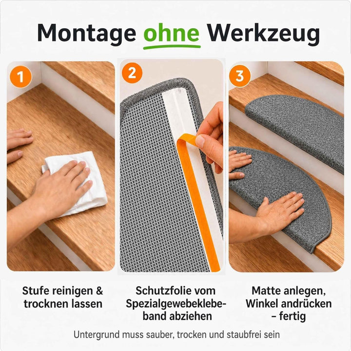 Kettelservice-Metzker Stufenmatten Treppen-Teppich Rambo 15er SparSet 17 Farben (-A-Dunkelgrau-)
