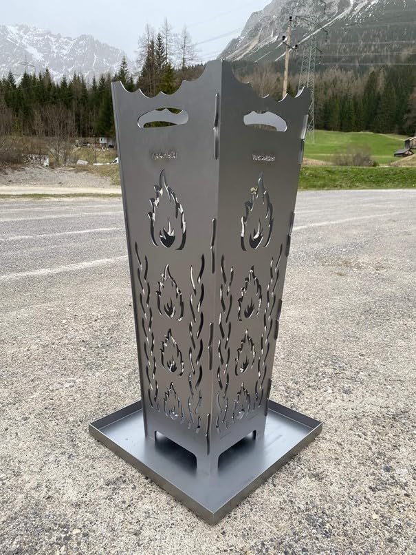 FireDesire Grill Pro Feuerkorb 80cm + Grillplatte + Ascheschale, Feuertonne, Feuerschale, Grilltonne