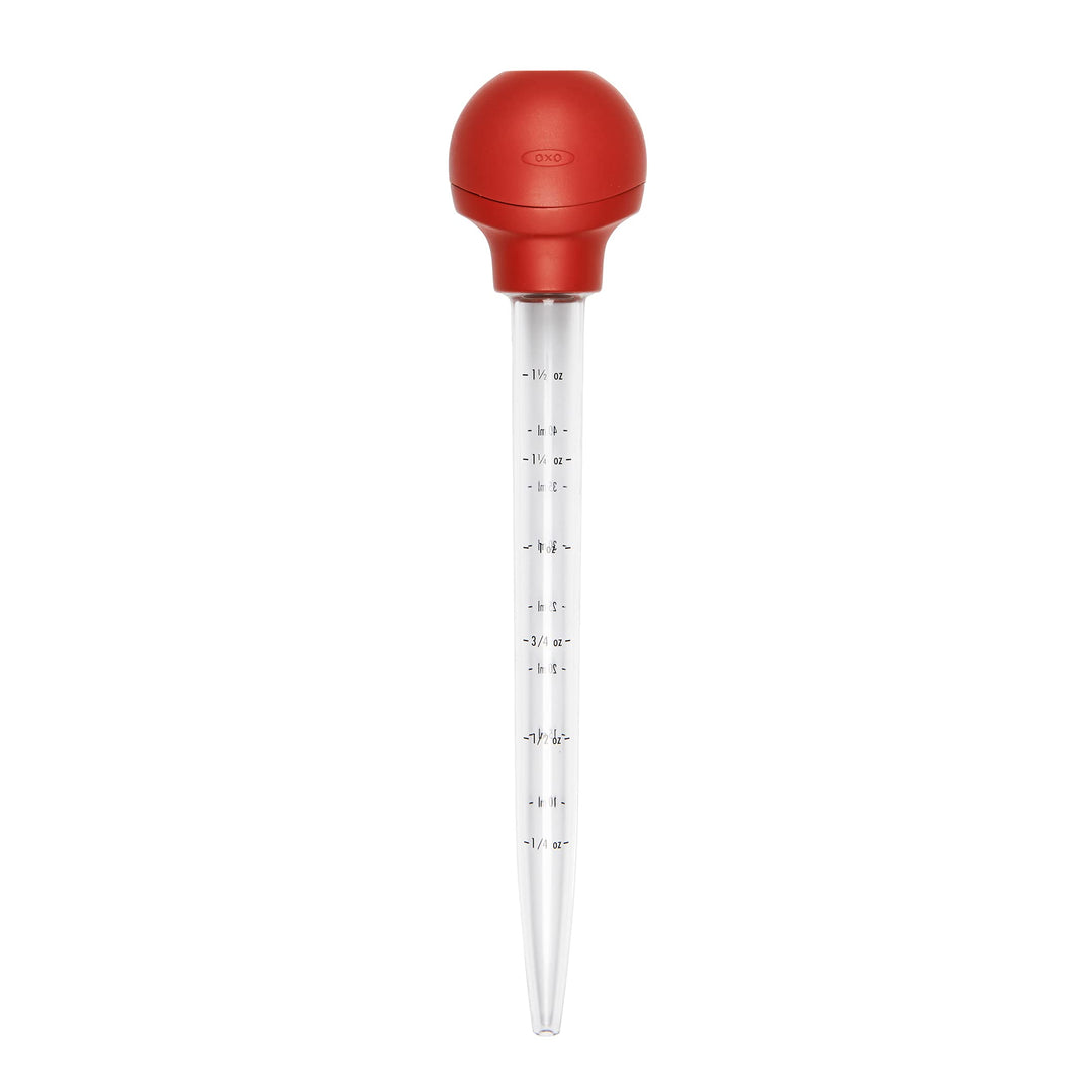 OXO Good Grips Bratensaftspritze mit Reinigungsbürste, Kunststoff, Silikon, Rot, Rot