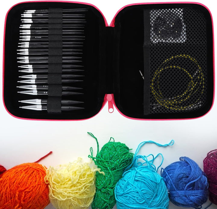 Stricknadel-Set Doppelspitze Stricknadeln Austauschbare Rundstricknadeln mit Etui für Socken