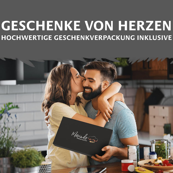 Marindo® Santoku Messer Edelstahl 17,8 cm Klinge | japanisches Küchenmesser mit Damastmesser Optik &amp;