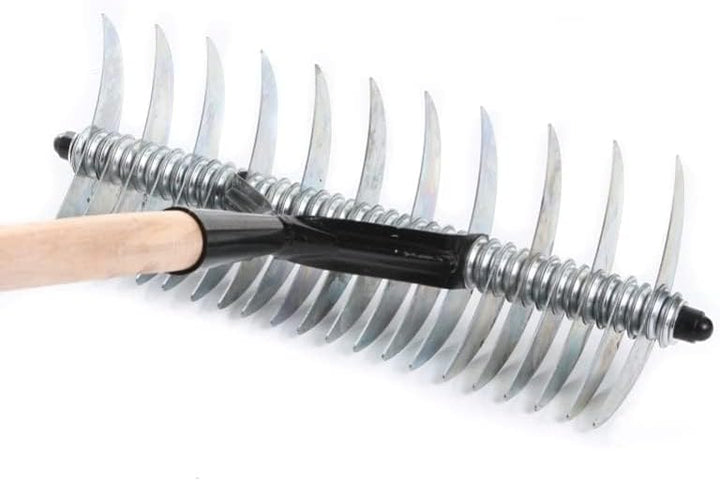 Handvertikutierer Schneidrechen 40cm Kultivator Rasenlüfter Bodenbelüfter Harke mit Stiel 145cm