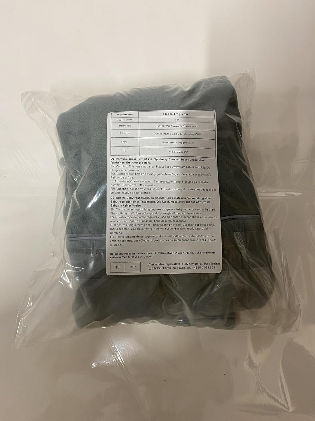 FUN2BEMUM Fleece Baby Tragecover Tragebadeckung Bäreonohren Graphite Einheitsgrösse, Einheitsgrösse
