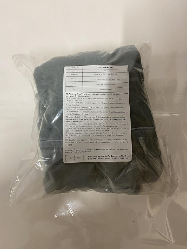 FUN2BEMUM Fleece Baby Tragecover Tragebadeckung Bäreonohren Graphite Einheitsgrösse, Einheitsgrösse