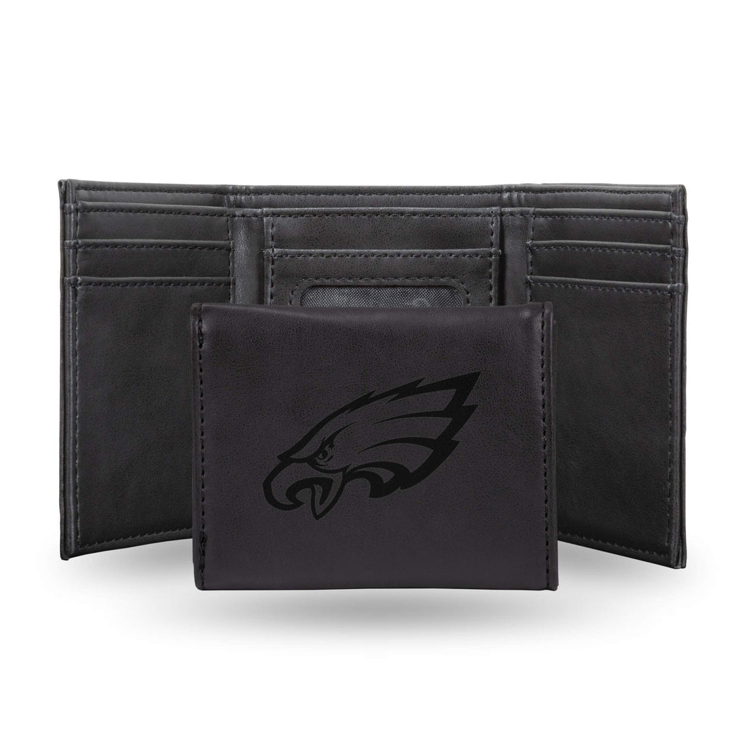 Rico Industries NFL Geldbörse mit Lasergravur, dreifach faltbar, Schwarz Philadelphia Eagles, Philad