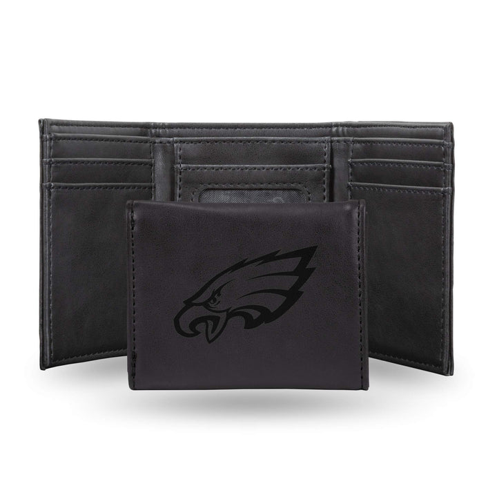 Rico Industries NFL Geldbörse mit Lasergravur, dreifach faltbar, Schwarz Philadelphia Eagles, Philad