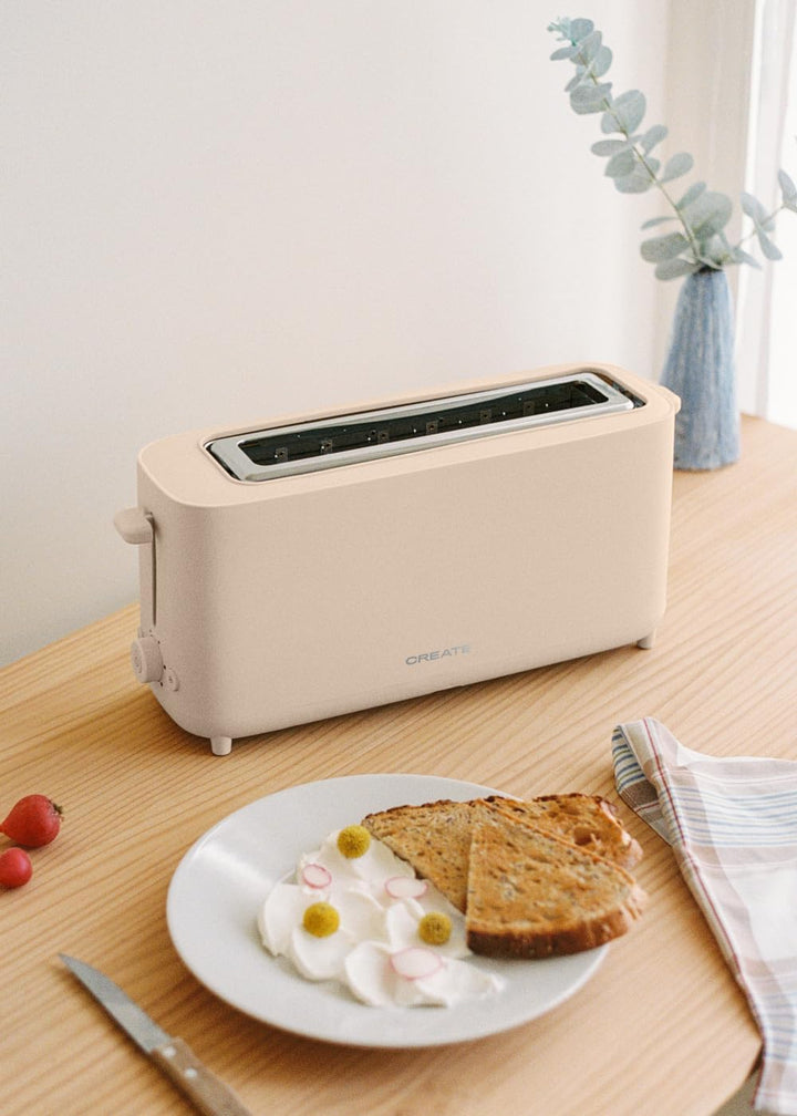 CREATE/TOAST STUDIO XL/Toaster Sand / 6 Leistungsstufen, Krümelschublade, Thermostat, Auftauen, Aufw