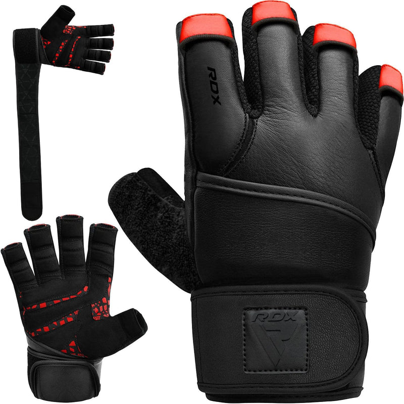 RDX Fitness Handschuhe Maya Hide leder, 50cm Lang Handgelenkschutz, Krafttraining Gewichtheben Train