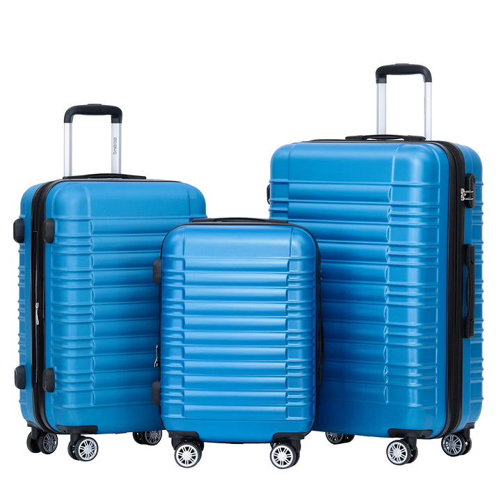 BEIBYE Hartschalen Koffer Trolley Rollkoffer Reisekoffer Zwillingsrollen Kofferset (Türkis, Set) Tür