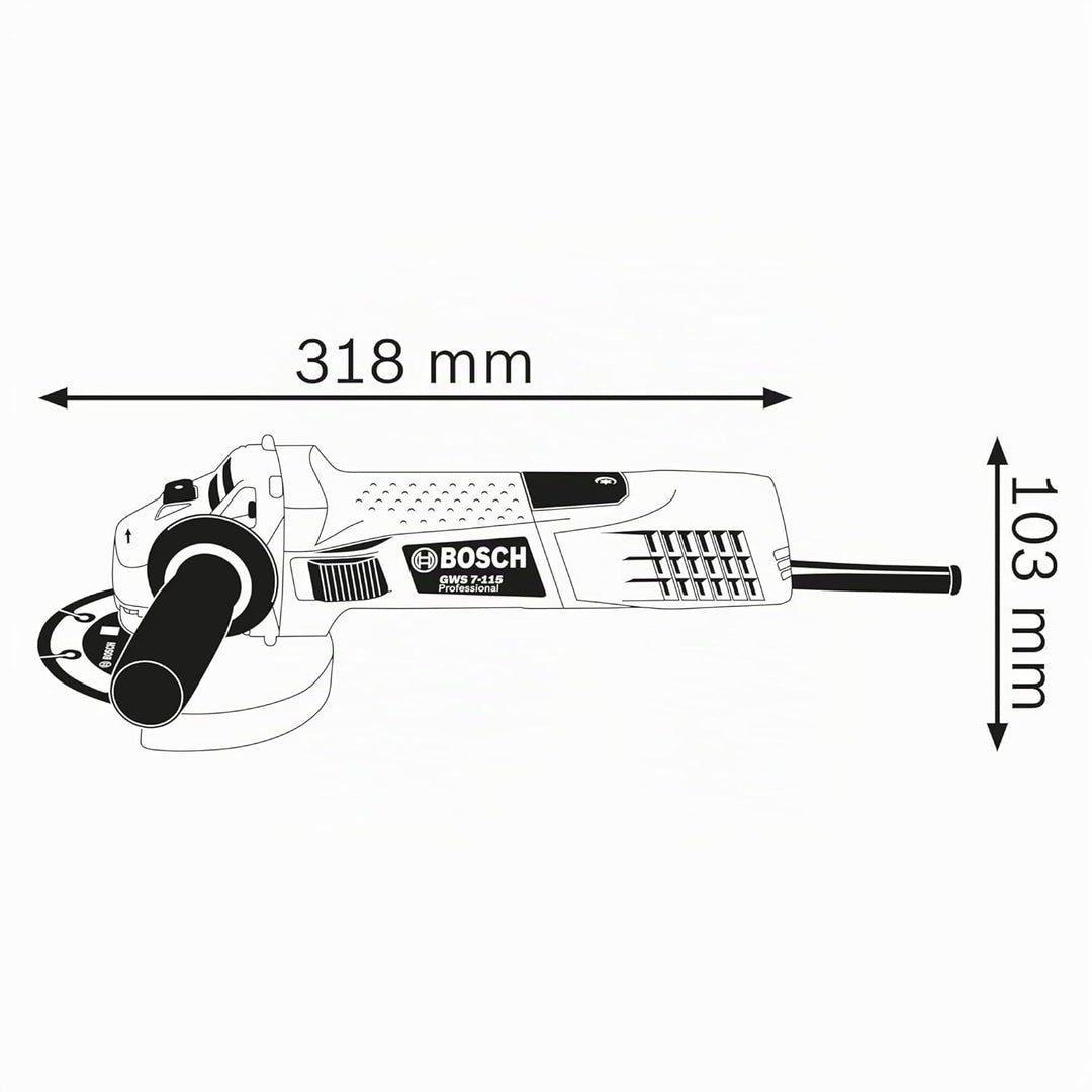 Bosch Professional Winkelschleifer GWS 7-115 E (ScheibenØ 115 mm, 720 Watt, mit Wiederanlaufschutz,